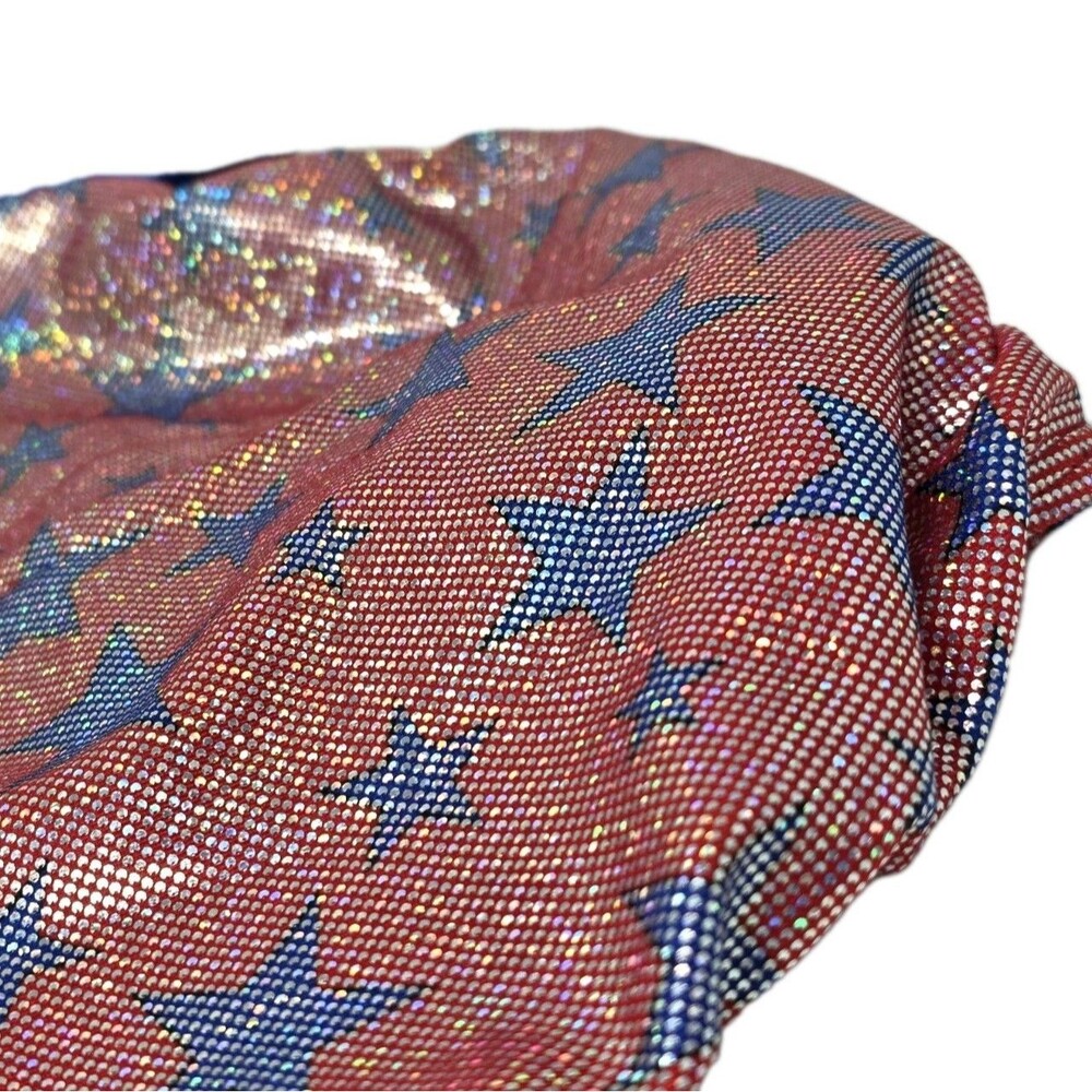 GK Elite VTG Shimmering Patriotic Holographic LS Velvet Leotard Red Blue Size AM - Picture 11 of 16